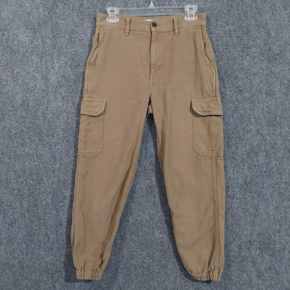 Madewell‎ Cargo Pants Womens 25x25 Brown Jogger Tapered Pockets Elastic Hem